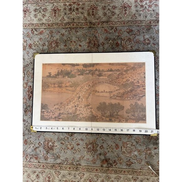 4 Panel Byobu Japanese Folding Mini Screen Village River Bridge Scene 21” X 14” - Picture 14 of 14